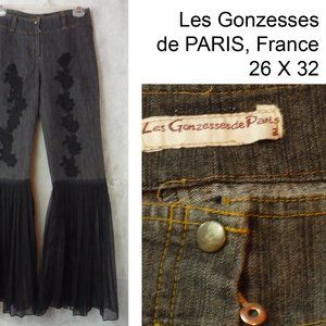 Pants Women SZ 6 US  Size 2 EU  Gonzesses de Paris French Couture Black cotton